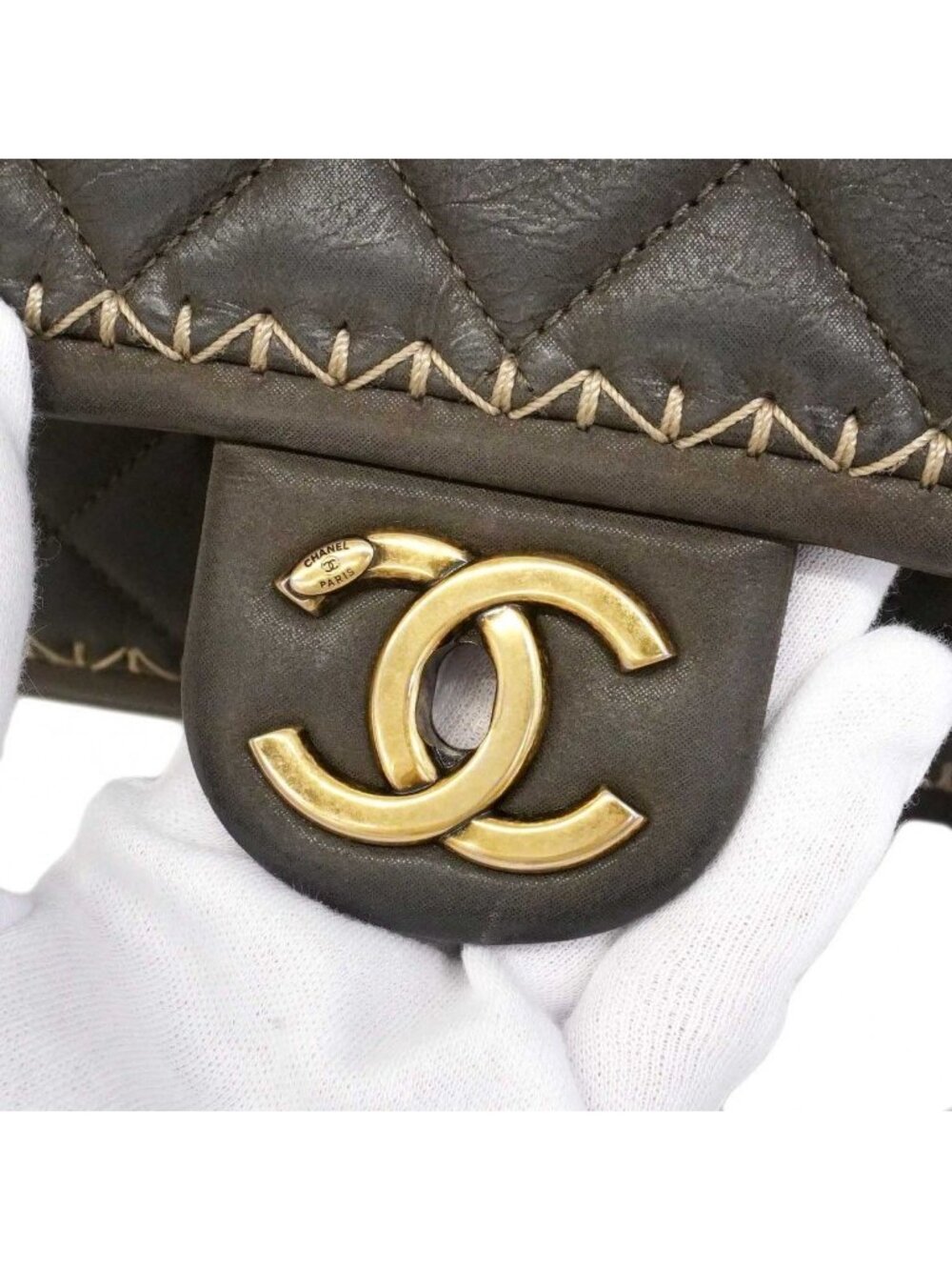 Chanel Shoulder Bag Quilted Lambskin Brown Gold - Picture 10 of 10